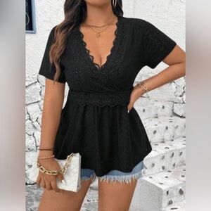 Eyelet Lace Peplum Top